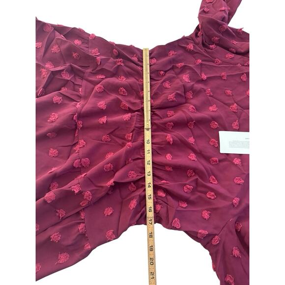 NWT BLOOMCHIC 14 16 Burgundy Tunic Top Balloon Sleeve 3D Flower Poofs #3656 - Picture 10 of 15